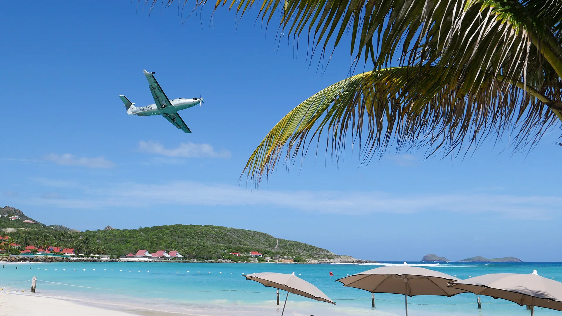 Small plane on the tarmac at St Barth airport