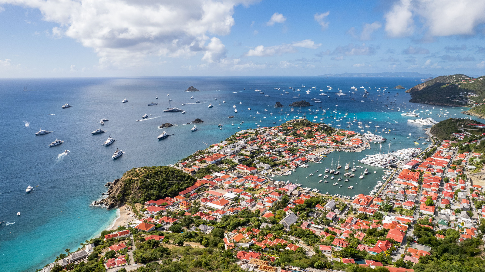 Gustavia harbor at Christmas time in St Barth