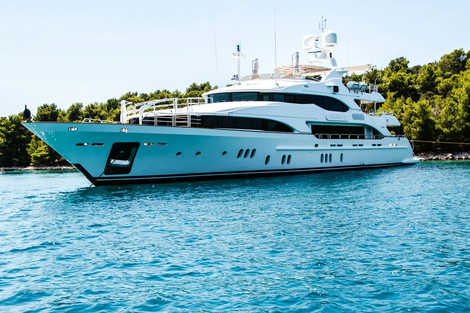 Luxury yacht anchored off St Barth