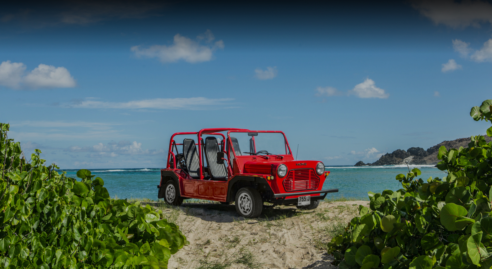Mini Moke car rental in St Barth, the iconic open-air island car