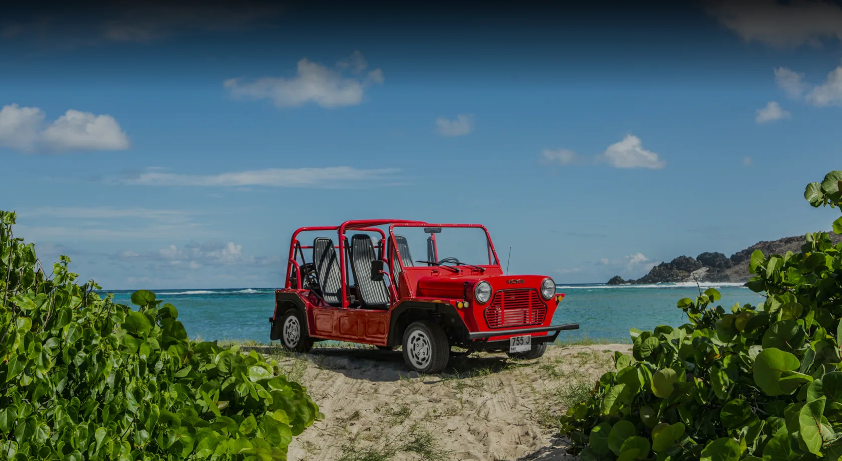 Mini Moke car rental in St Barth, the iconic open-air island car